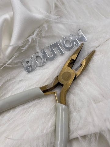 Плоскогубцы золотистые с белыми ручками