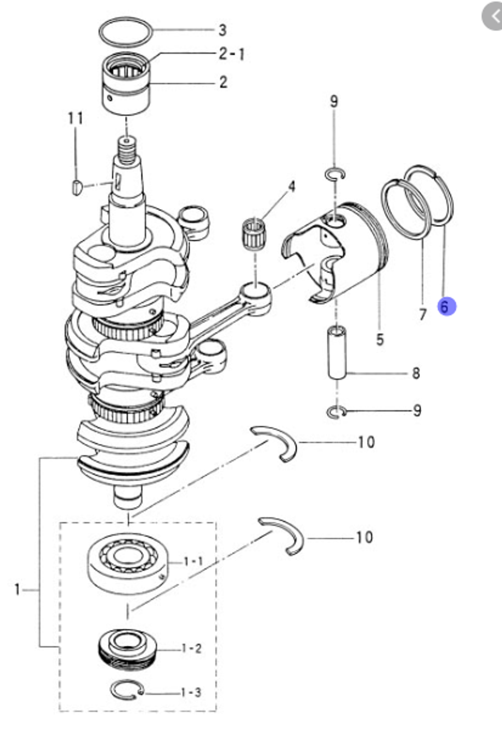Кольцо поршневое Tohatsu 356-00011-0