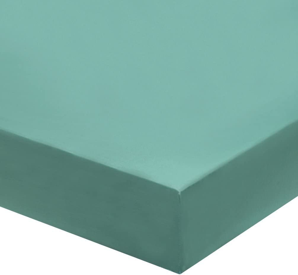 Простыня на резинке 200x200 Blanc des Vosges сатин бирюзовая