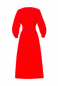 Платье из хлопка приталенного силуэта красное 14-01-22 SS