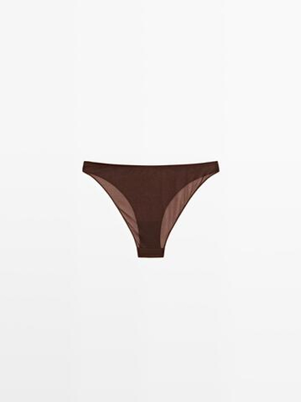 Massimo Dutti Трусы из полупрозрачной ткани с металлизированной отделкой, коричневый