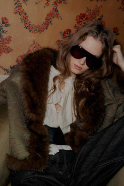 ZARA КОРОТКОЕ ДВУСТОРОННЕЕ ПАЛЬТО С ВЫШИВКОЙ, ТЕМНЫЙ ХАКИ