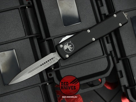 Нож Microtech UTX-70 A+++ D/E - клинок серый апокалиптик, рукоять черная