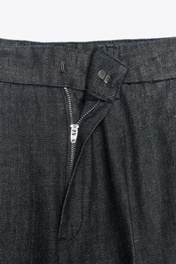 ZARA ДЖИНСОВЫЕ БРЮКИ С ЗАЩИПАМИ — ZW COLLECTION, СИНИЙ