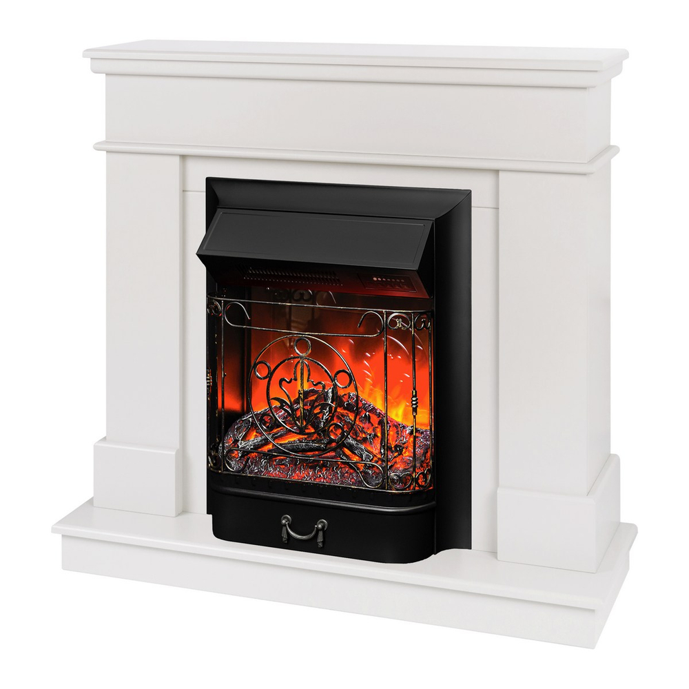 Электрокамин RealFlame Selena STD WT молочный с очагом Majestic Lux Black RC