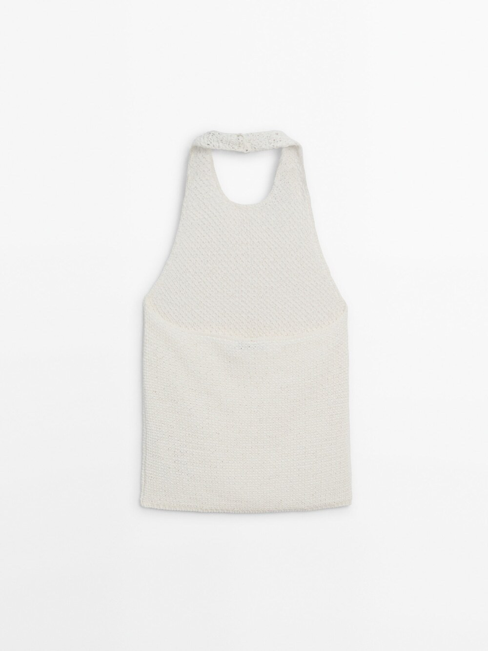 Massimo Dutti Топ с горловиной халтер и глубоким вырезом на спине, натуральный, кремовый