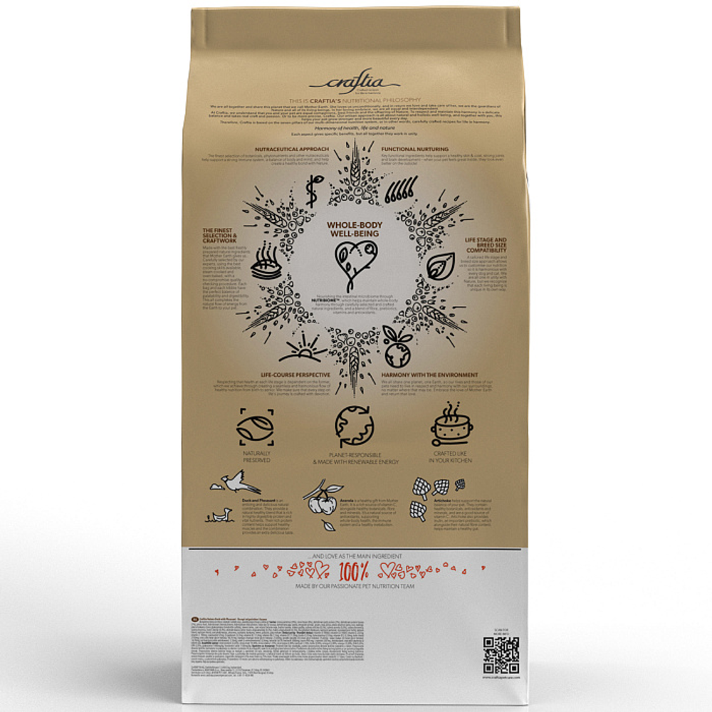 Сухой корм CRAFTIA NATURA для щенков средних и крупных пород из утки с фазаном 7 кг