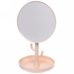 Зеркало настольное с органайзером «Kaktus», цвет коралловый, 17см