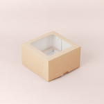 Коробка для 4 капкейков с квадратным окном 160*160*95 мм (крафт)