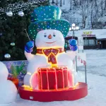 Уличная фигура - новогодний "Снеговик с барабаном"