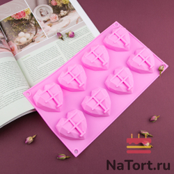Силиконовая форма «Сердечки с гранями 8 в 1»