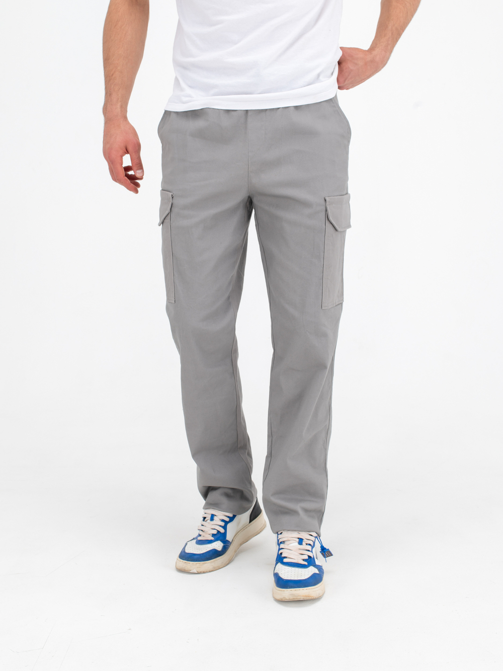 Карго джоггеры прямые. Серые