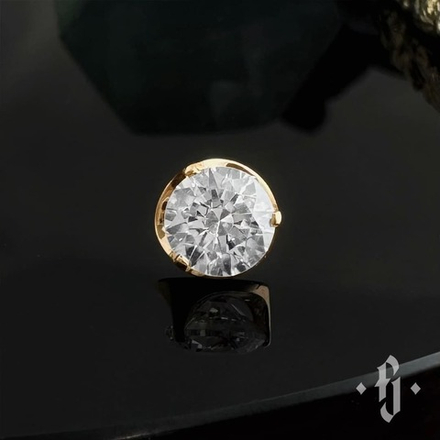 Накрутка "Cubic Flat" - Желтое золото - White CZ