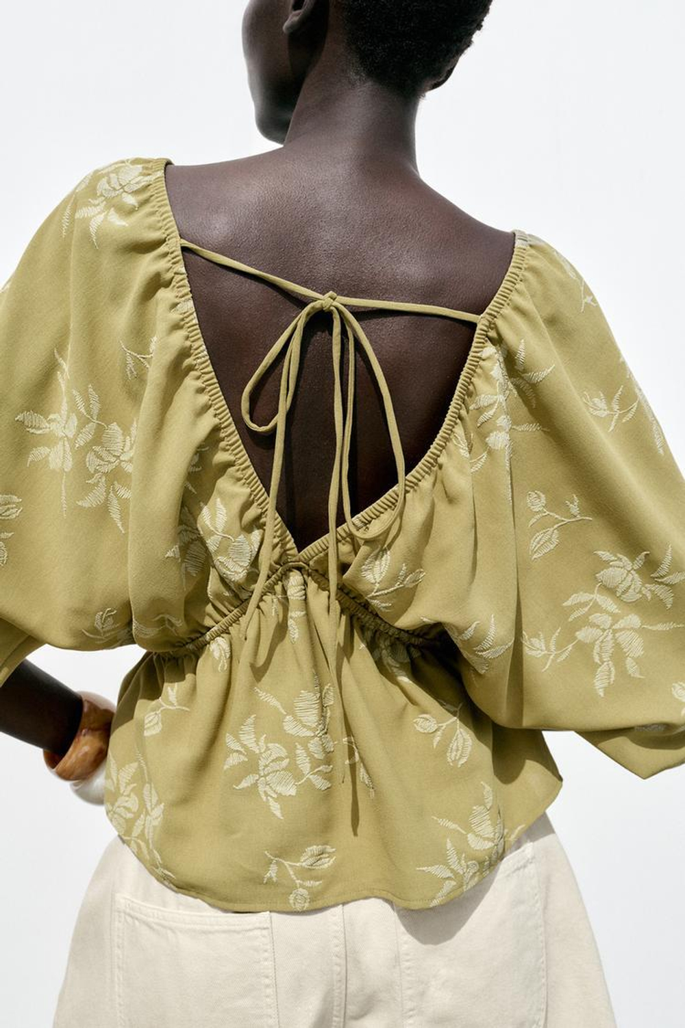 ZARA ЖАККАРДОВЫЙ ТОП, ХАКИ