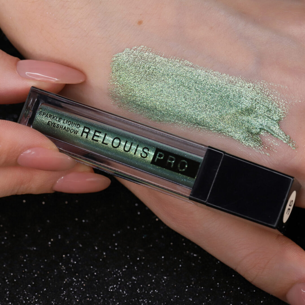 Тени для век жидкие сияющие тон 35 Miracle Green «Relouis PRO Sparkle Liquid» 5 мл