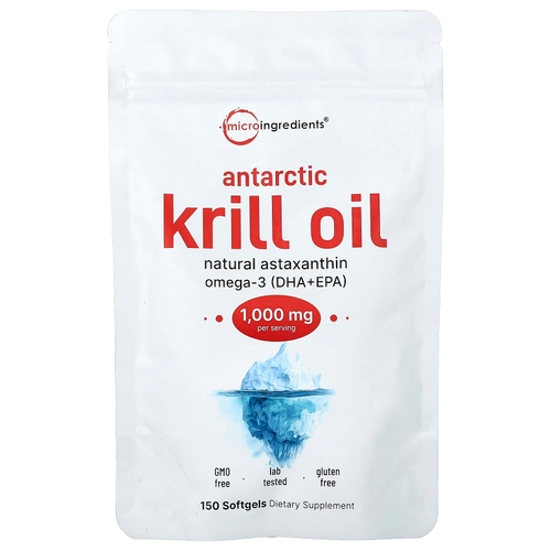 Micro Ingredients, масло антарктического криля, 150 капсул (500 мг в 1 капсуле)