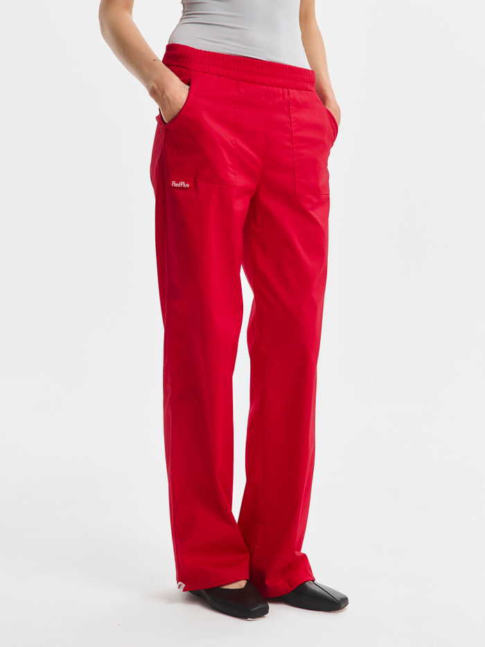 Брюки свободные медицинские женские Йошо, красный хлопок