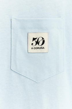 ZARA ФУТБОЛКА С НАШИВКОЙ, ГОЛУБОЙ