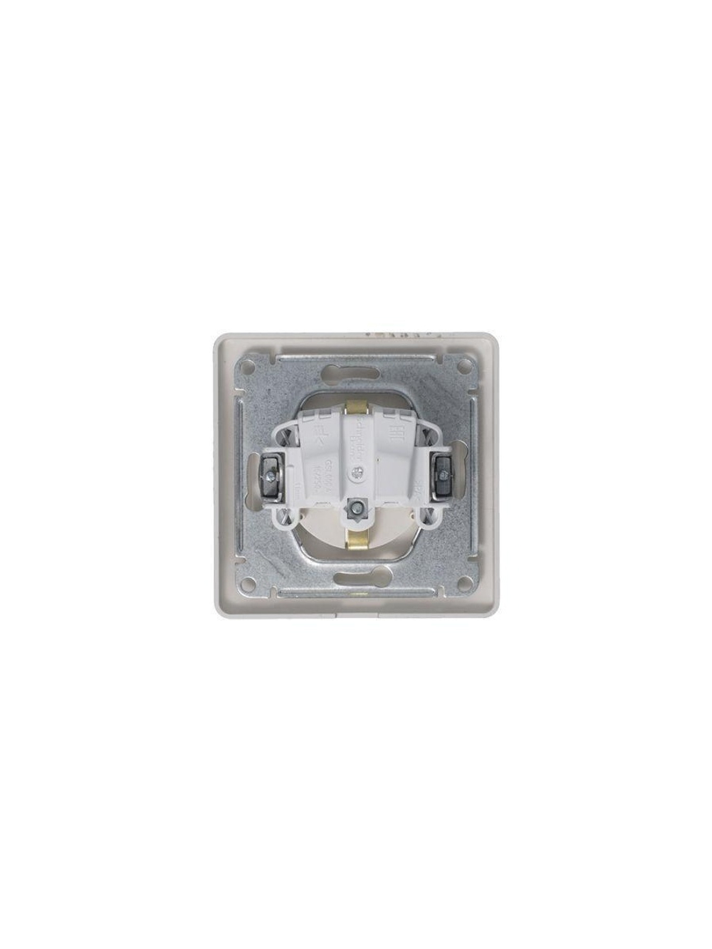 Розетка 1-м СП Glossa 16А IP44 250В с заземл. защ. шторки с крышкой в сборе платина SE GSL001248