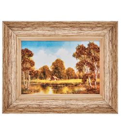 AMB-01/54 Картина «Тихое пристанище» (с янтарной крошкой) пласт.рамка 33х42см