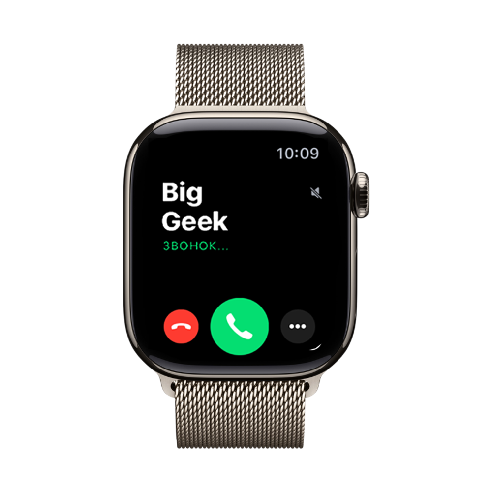 Часы Apple Watch Series 11, 42 мм, титан светлого цвета, миланский сетчатый браслет