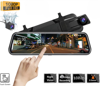 Видеорегистратор в авто в зеркале 9.66" Wi-fi BD+GPS 2камеры ZX999L