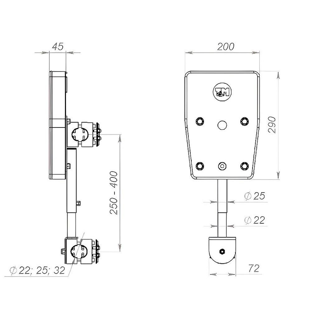 Транец выносной для ПЛМ до 12 л.с., установка на леер (10269532)
