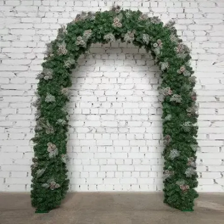 Хвойная арка Санкт-Петербург 240*160 см. с серебряным декором, Литая+ПВХ, ЕлкиТорг (28006)