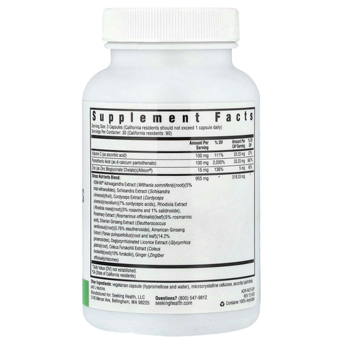 Seeking Health, питательные вещества для борьбы со стрессом, 90 вегетарианских капсул