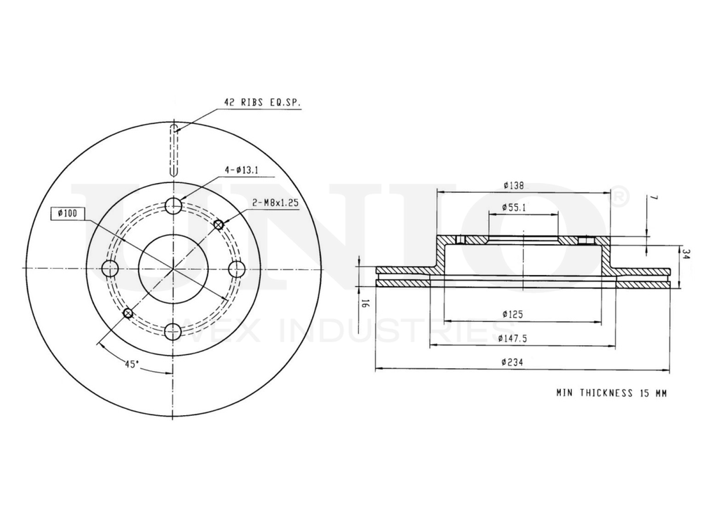 Диск тормозной передний UNIO BRD-20431
