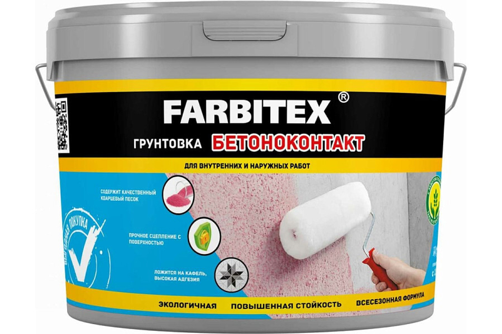 Грунтовка акриловая бетоноконтакт 12кг FARBITEX