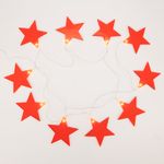 Гирлянда светодиодная Звездопад красная 10 LED, 2,25 м, прозрачный ПВХ, теплый белый свет свечения,