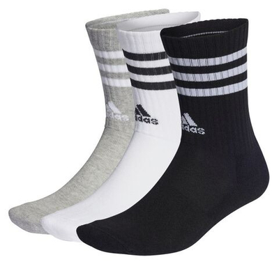 Теннисные носки Adidas 3-Stripes Cushioned Crew Socks 3P - medium grey heather/white/black/white