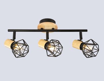 Настенно-потолочный спот в стиле лофт 3*E27 TR8753/3 BK/WD черный/дерево Traditional Loft Ambrella