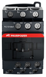 Контактор Prompower PLC1D18M7 серии Pulse, ток 18А, 3 полюса, доп контакт 1НО+1НЗ, катушка 230AC