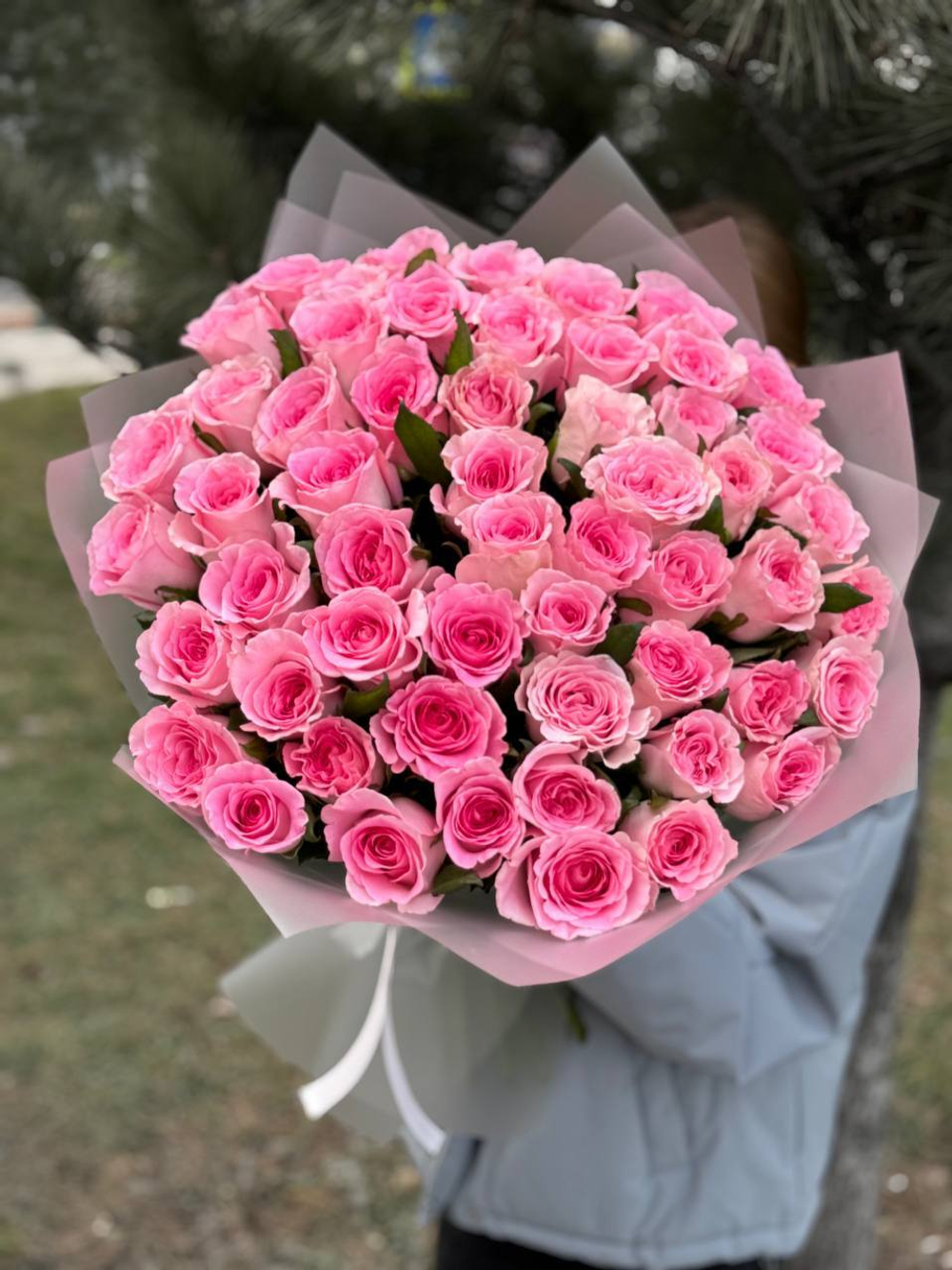 Букет из 55 роз Мандала 60см Акция