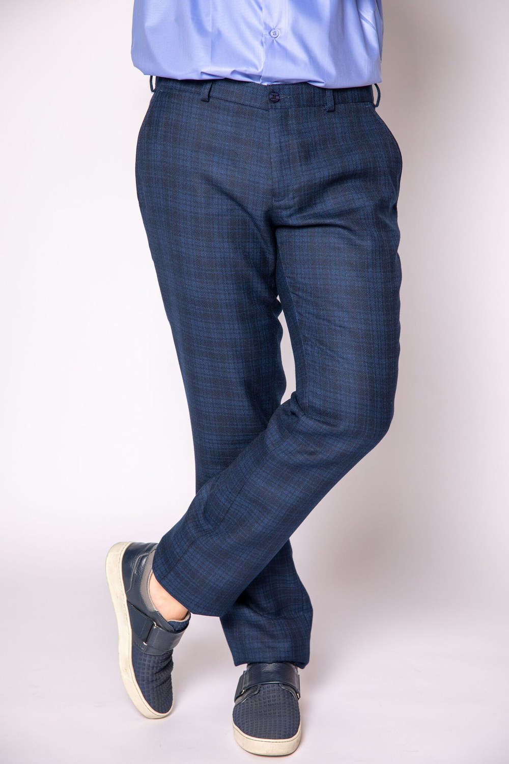 Брюки мужские для мальчика мальчиковые хулиганы узкие зауженные молодёжные стильные полуклассика кэжуал осенние весенние летние зимние демисезонные синие клетка 46 S М M 28 29 размер 170 176 182 188