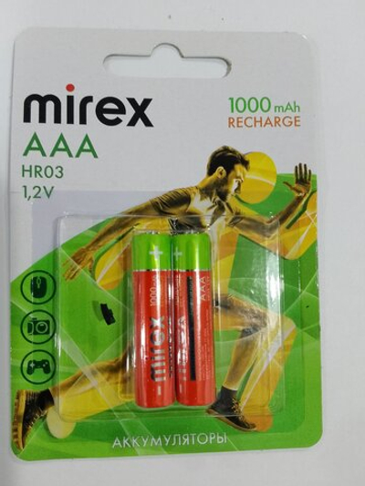 Аккумулятор Mirex R03 1000 mAh (цена за 2 акк)