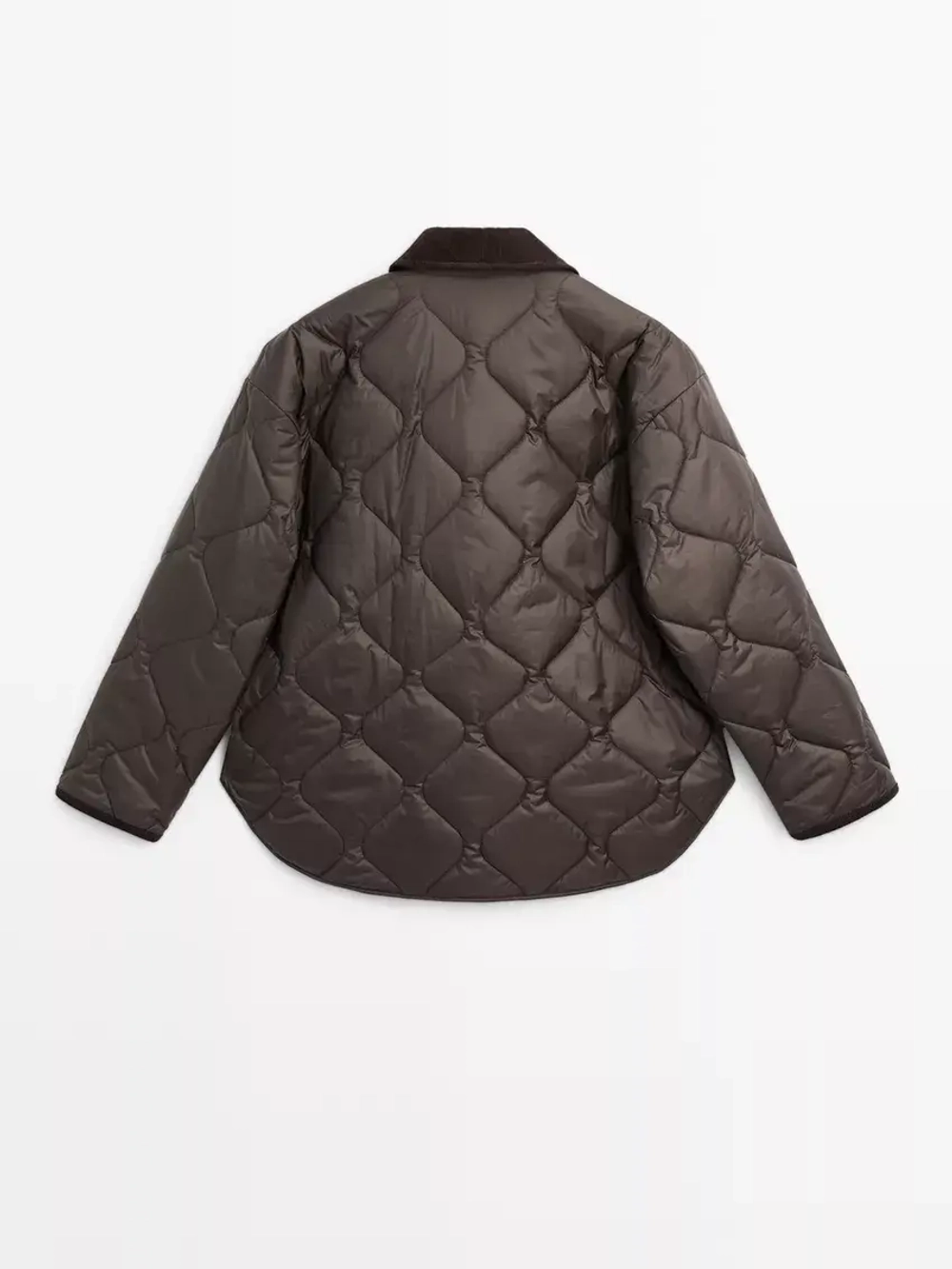 Massimo Dutti Непромокаемый пуховик с вельветовой деталью, бургунди