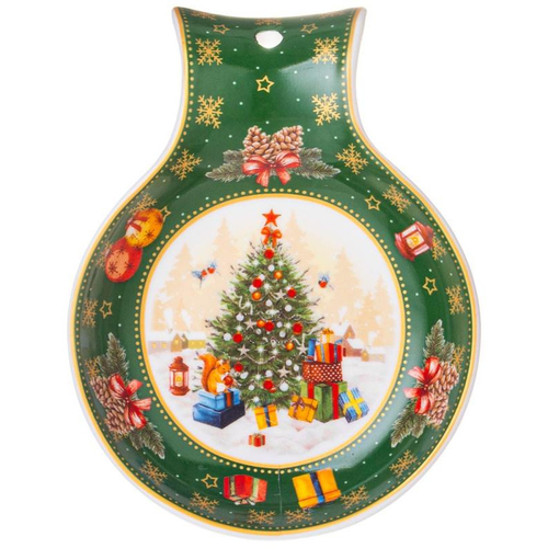 Подставка под ложку "Елка" 15х11.5х2.5см зеленая