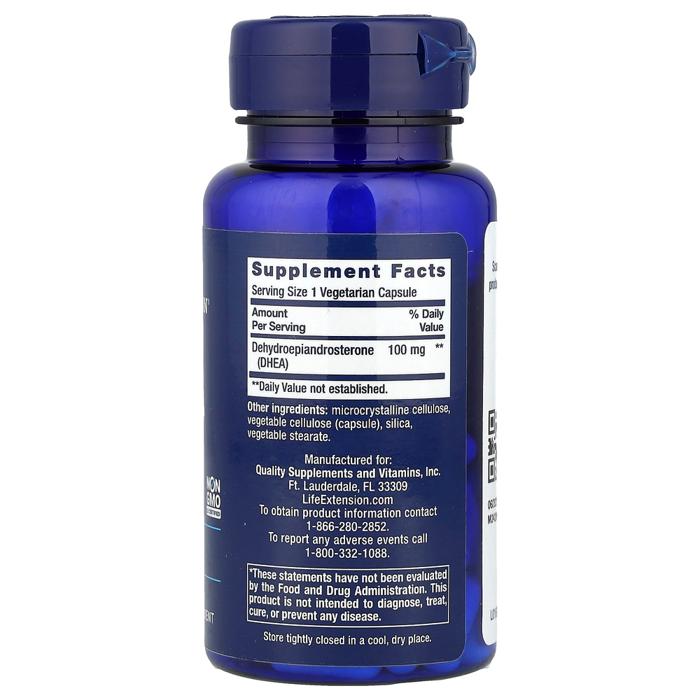 Life Extension, ДГЭА, 100 мг, 60 вегетарианских капсул