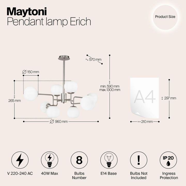 Подвесная люстра Maytoni Erich MOD221-PL-08-N