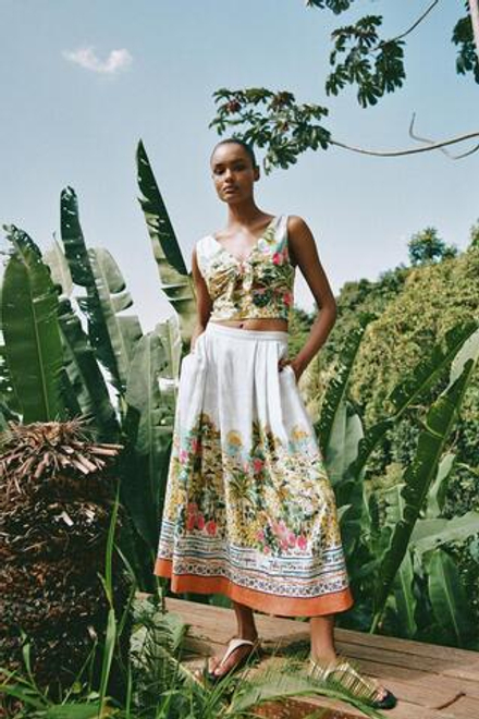 ZARA КОРОТКИЙ ТОП С ПРИНТОМ И УЗЛОМ, РАЗНОЦВЕТНЫЙ