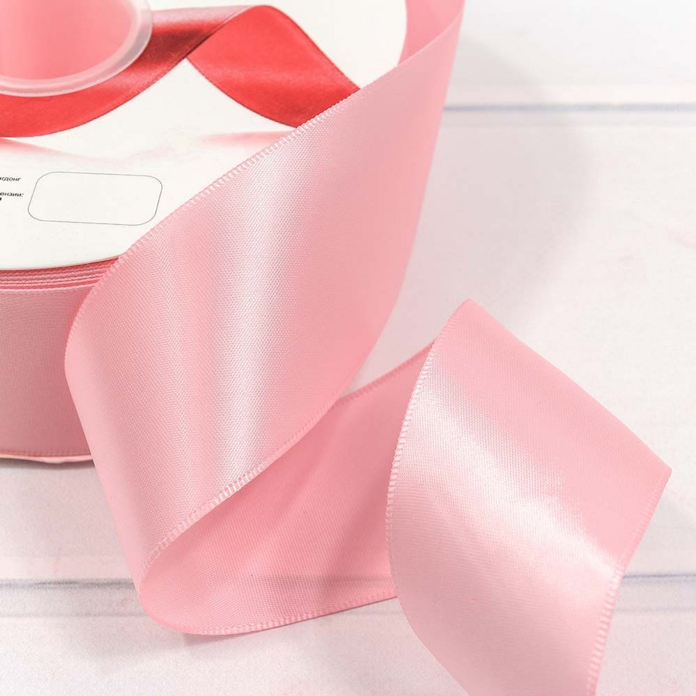 Лента Атласная 5см х 110м Полиэстер класс А (Розовый)