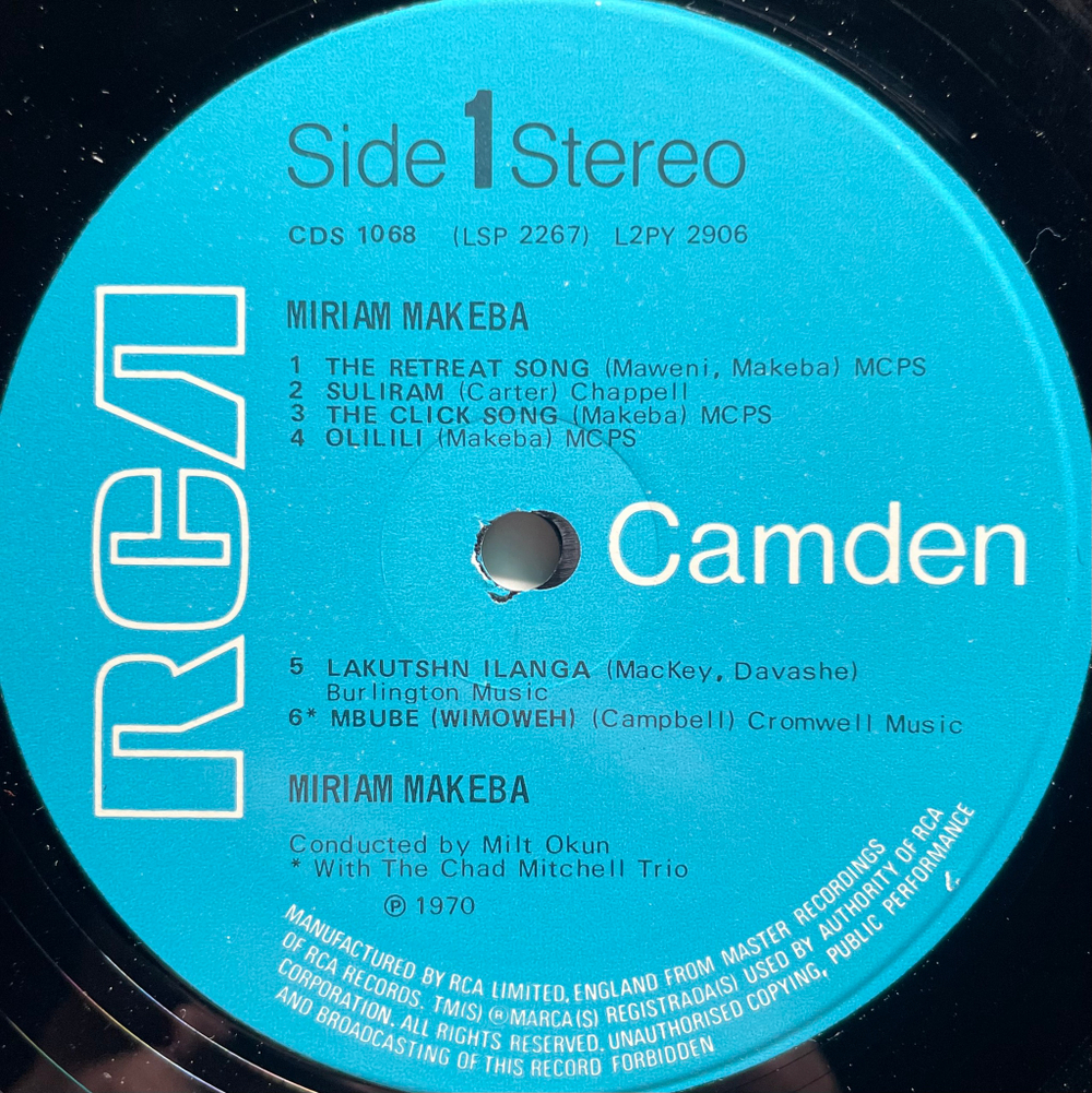 Miriam Makeba ‎– Miriam Makeba (Англия 1970.)