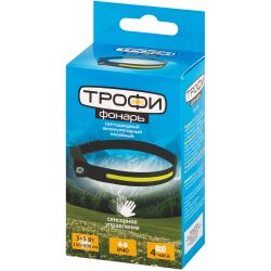 Фонарь налобный светодиодный Трофи GA-104 Kiber-simple аккумуляторный 5 Вт COB + 3 Вт LED сенсорное управление | Трофи