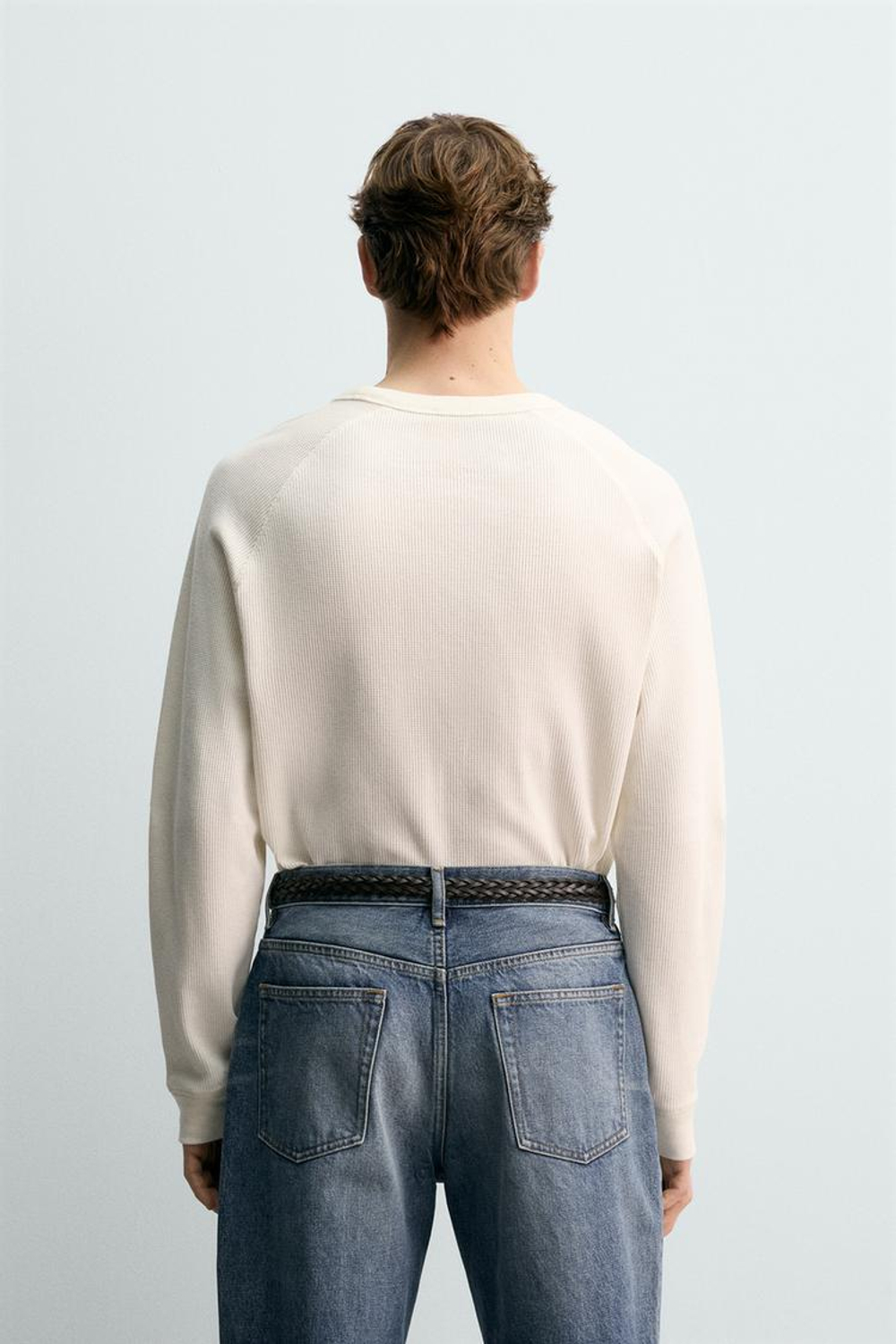 ZARA Х AARON LEVINE ФУТБОЛКА С ВАФЕЛЬНОЙ СТРУКТУРОЙ, ЭКРЮ