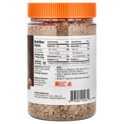PBfit, порошок из обжаренной арахисовой пасты с какао, 425 г (15 унций)
