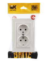 BRITE Розетка 2-местная с заземлением с защитными шторками 16А в сборе РСш12-3-БрЖ жемчуг IEK