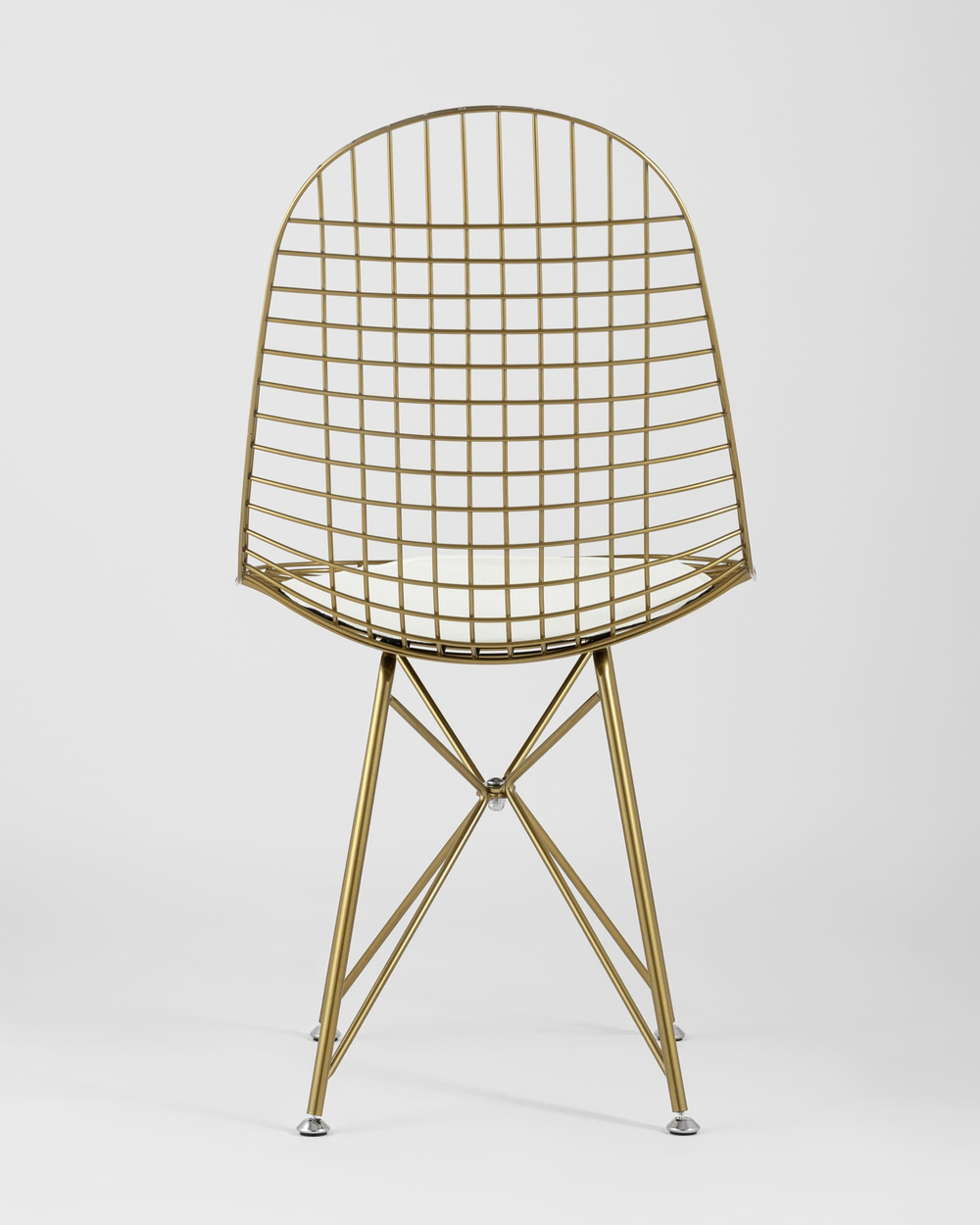 Стул обеденный Eiffel золотой с белой подушкой